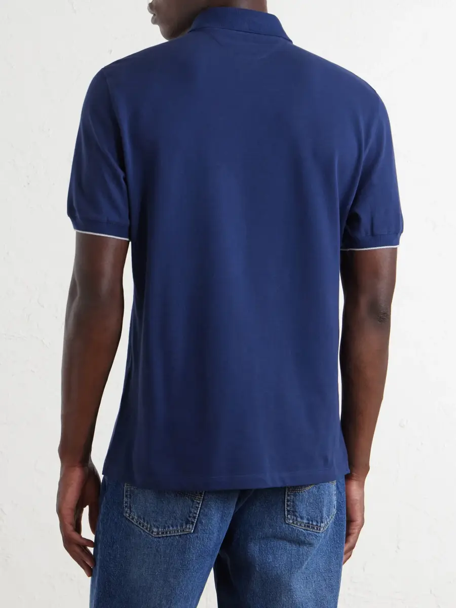 Brunello Cucinelli Logo-Print Cotton-Piqué Polo Shirt - Men | Thumbnail 4