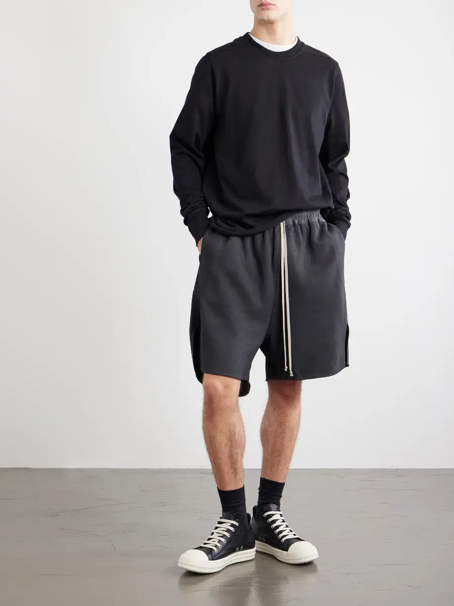 DRKSHDW by Rick Owens Straight-Leg Cotton-Jersey Drawstring Shorts - Men | Thumbnail 2 DRKSHDW by Rick Owens Straight-Leg Cotton-Jersey Drawstring Shorts - Men | Thumbnail 2
