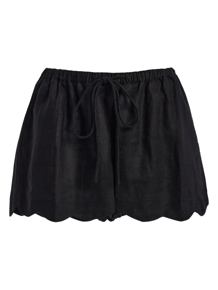 Kai Scalloped Linen Mini Shorts Kai Scalloped Linen Mini Shorts