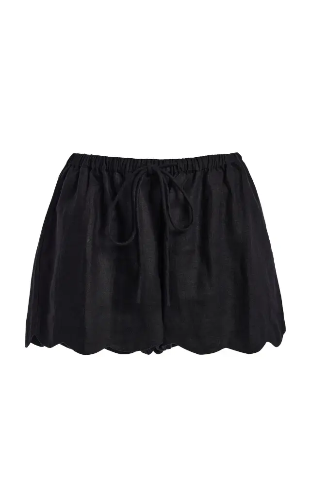 ELCE Kai Scalloped Linen Mini Shorts