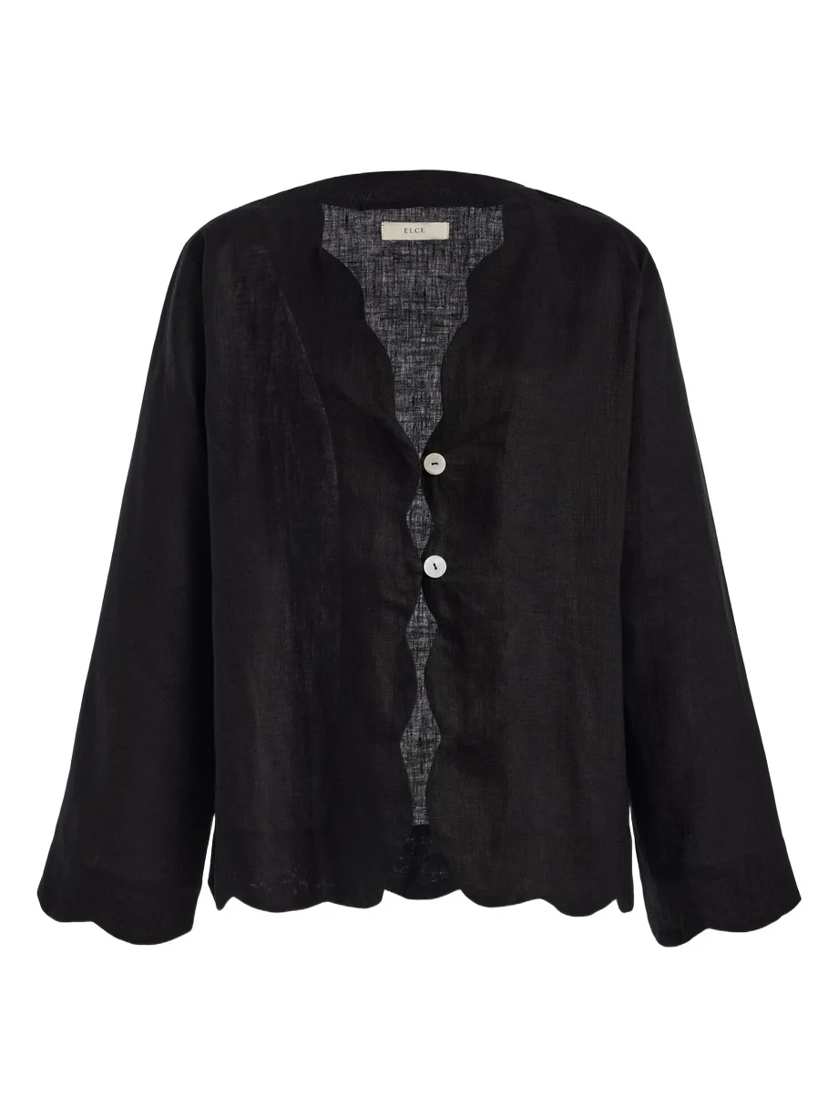 Kai Scalloped Linen Shirt