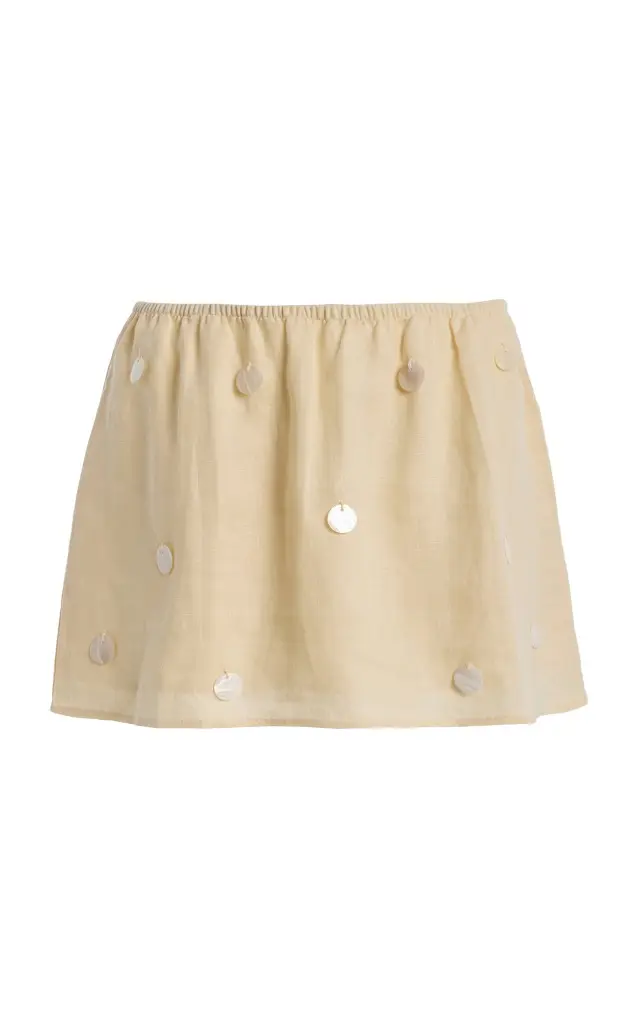 ELCE Oceane Embellished Linen Mini Skirt