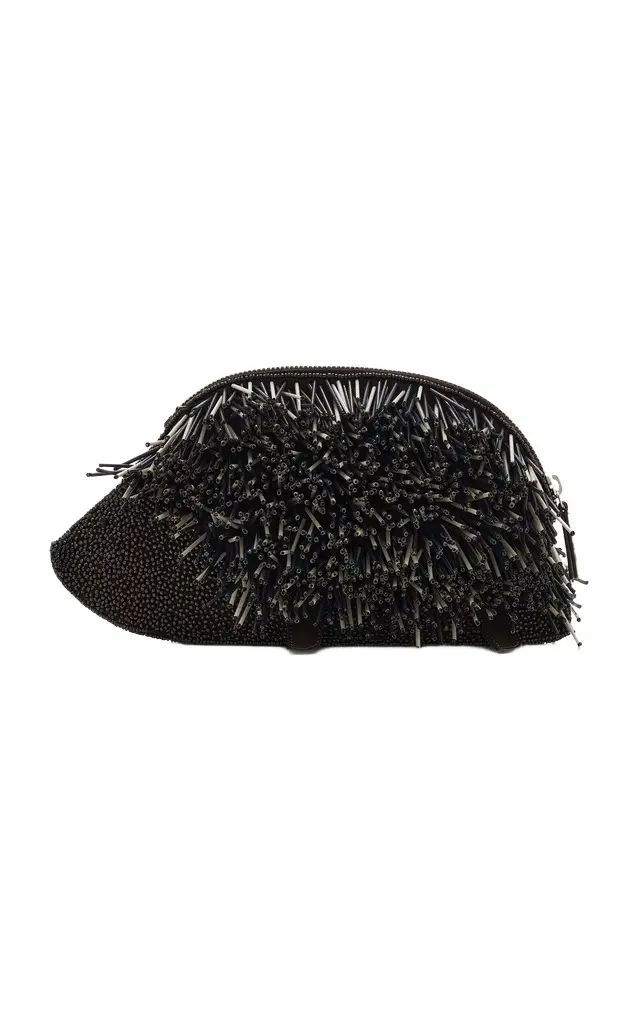 Staud Porcupine Beaded Leather Clutch