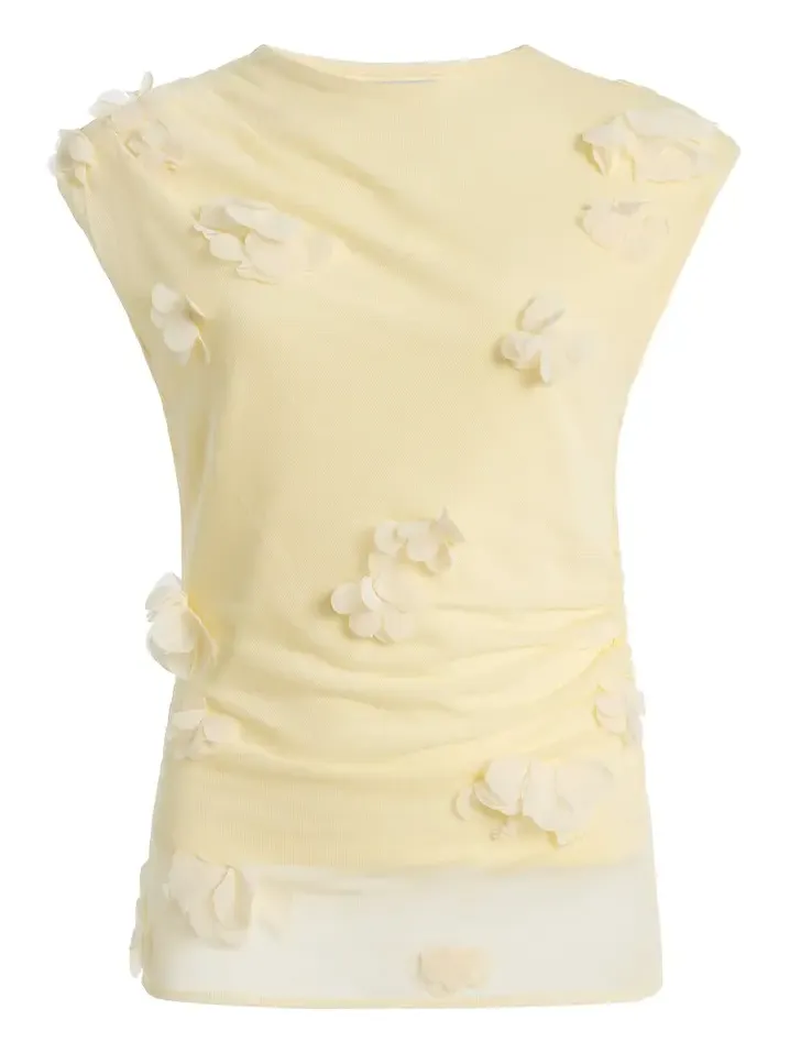 Tessa Floral Applique Mesh Top