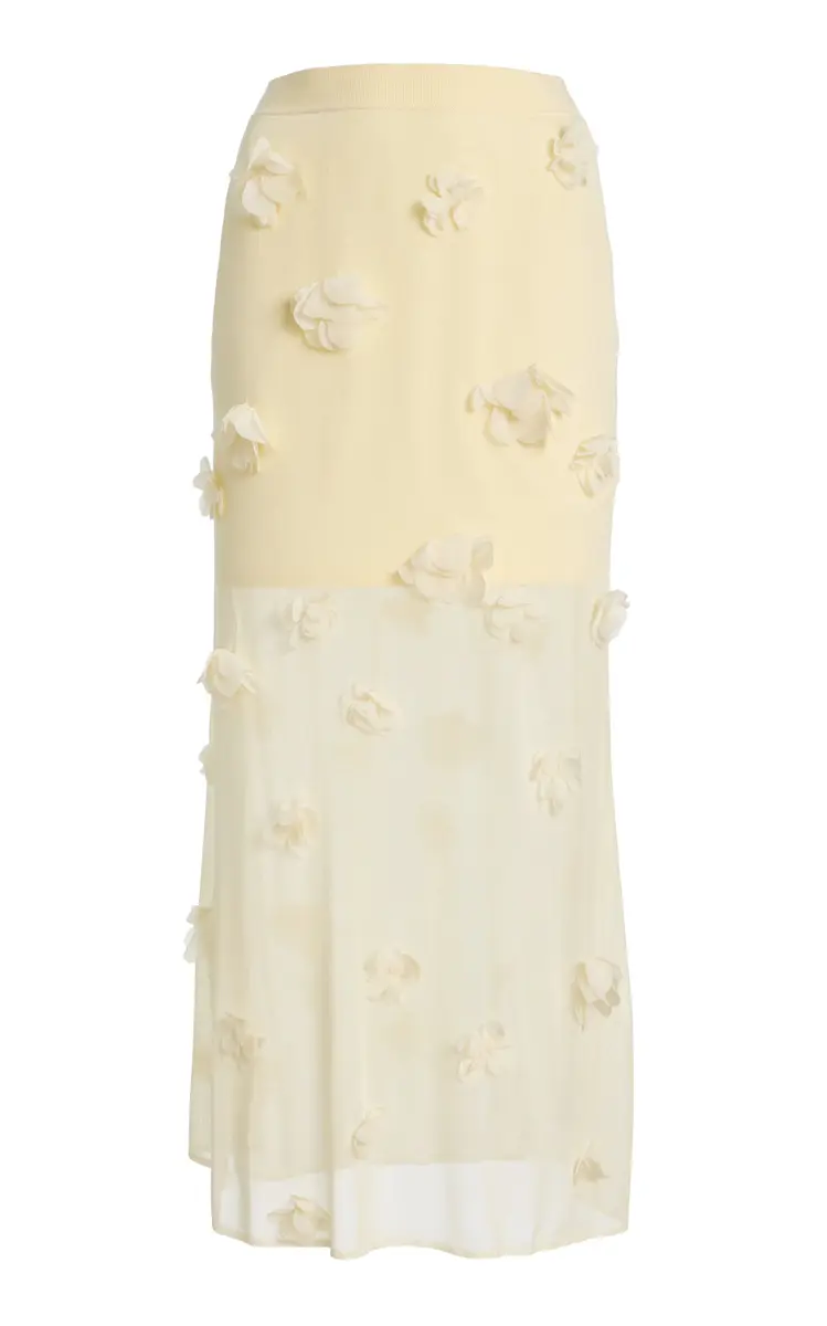 Simkhai Cora Floral Applique Mesh Midi Skirt | Image 1 Simkhai Cora Floral Applique Mesh Midi Skirt | Image 1