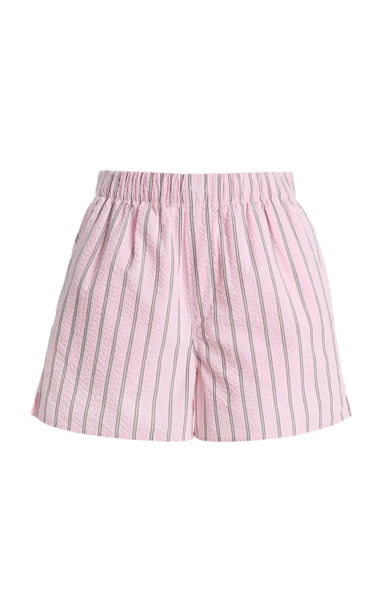 With Nothing Underneath Exclusive The Boxer Striped Cotton Seersucker Shorts | Thumbnail 3