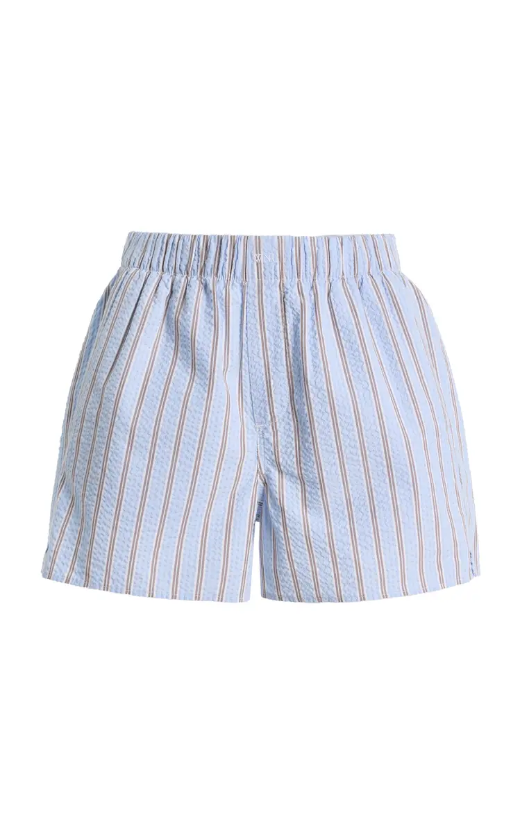 With Nothing Underneath Exclusive The Boxer Striped Cotton Seersucker Shorts | Image 1 With Nothing Underneath Exclusive The Boxer Striped Cotton Seersucker Shorts | Image 1