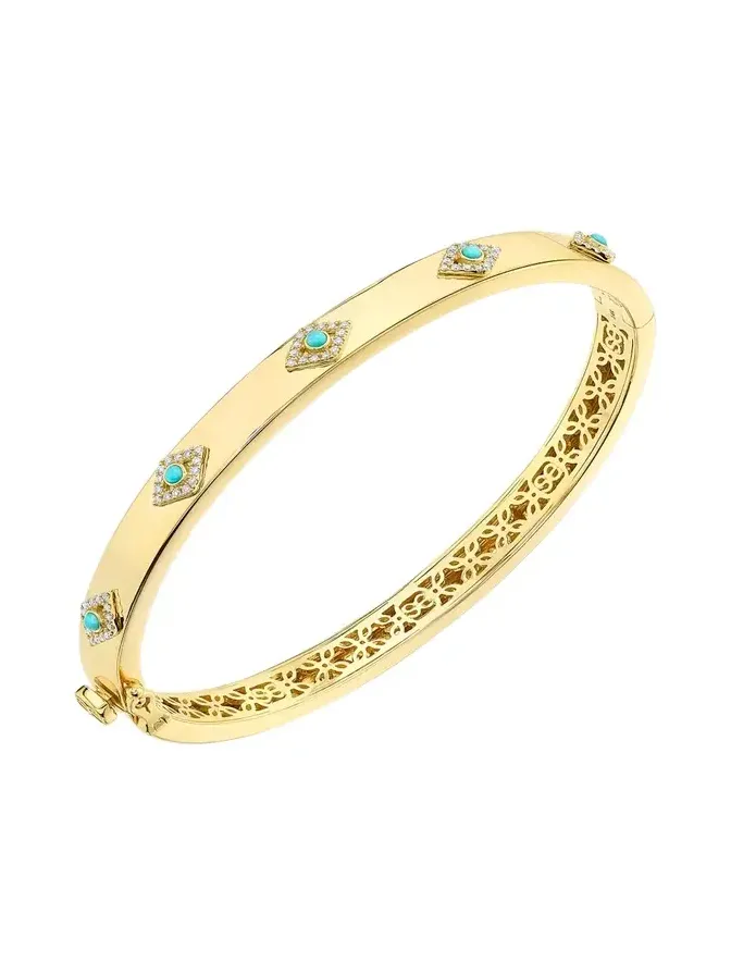 Sydney Evan Bezel Evil Eye Hinged Bangle
