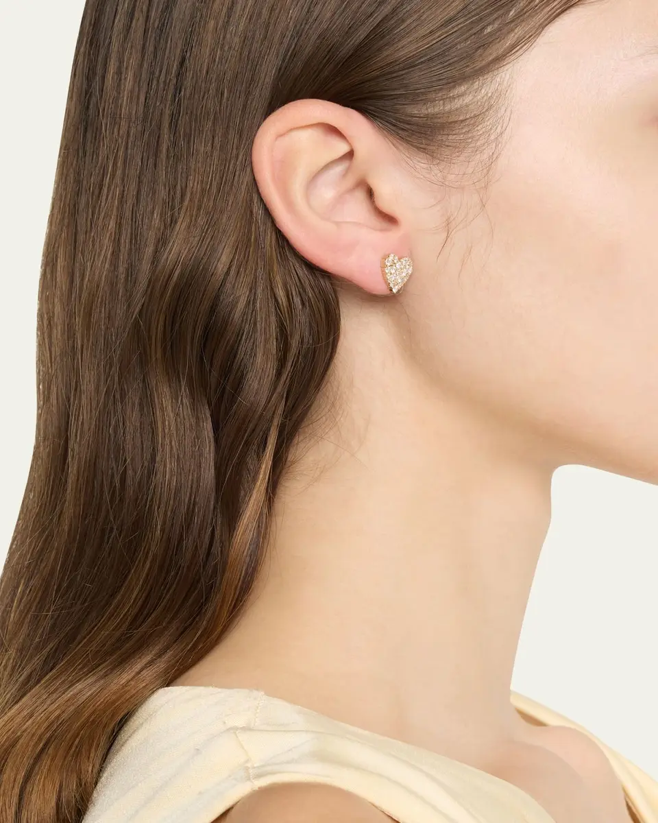 Sydney Evan 14k Yellow Gold Diamond Heart Stud Earrings | Thumbnail 2 Sydney Evan 14k Yellow Gold Diamond Heart Stud Earrings | Thumbnail 2