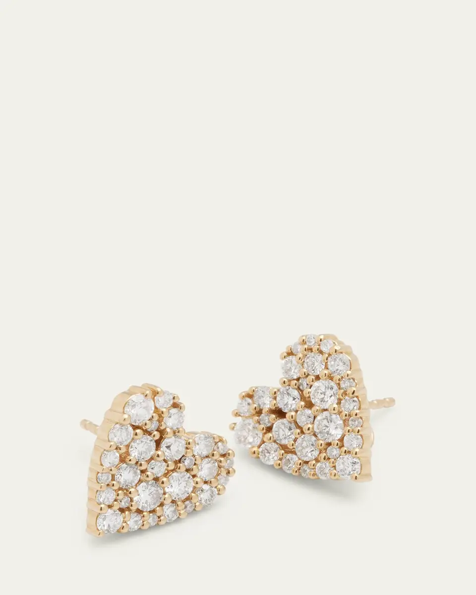 Sydney Evan 14k Yellow Gold Diamond Heart Stud Earrings | Thumbnail 3 Sydney Evan 14k Yellow Gold Diamond Heart Stud Earrings | Thumbnail 3