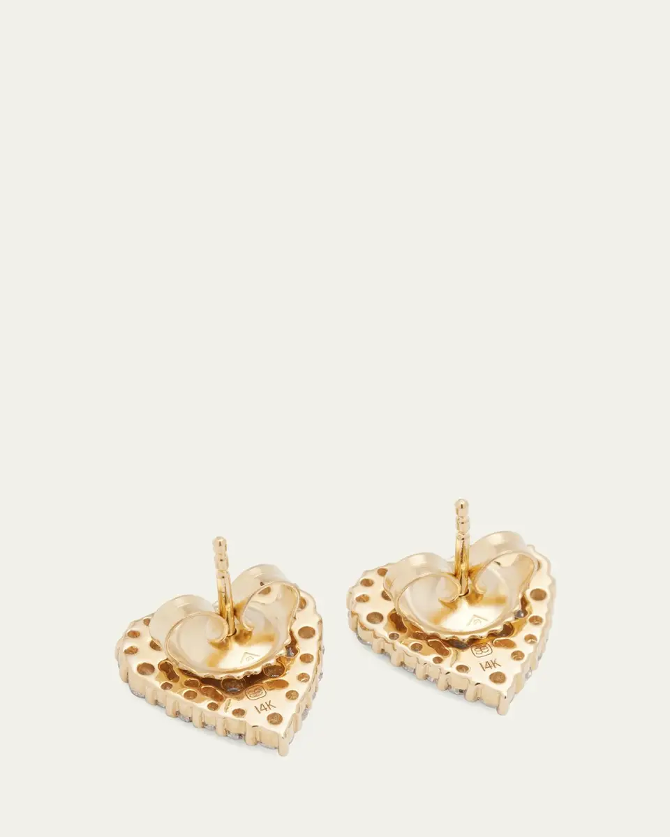 Sydney Evan 14k Yellow Gold Diamond Heart Stud Earrings | Thumbnail 4 Sydney Evan 14k Yellow Gold Diamond Heart Stud Earrings | Thumbnail 4