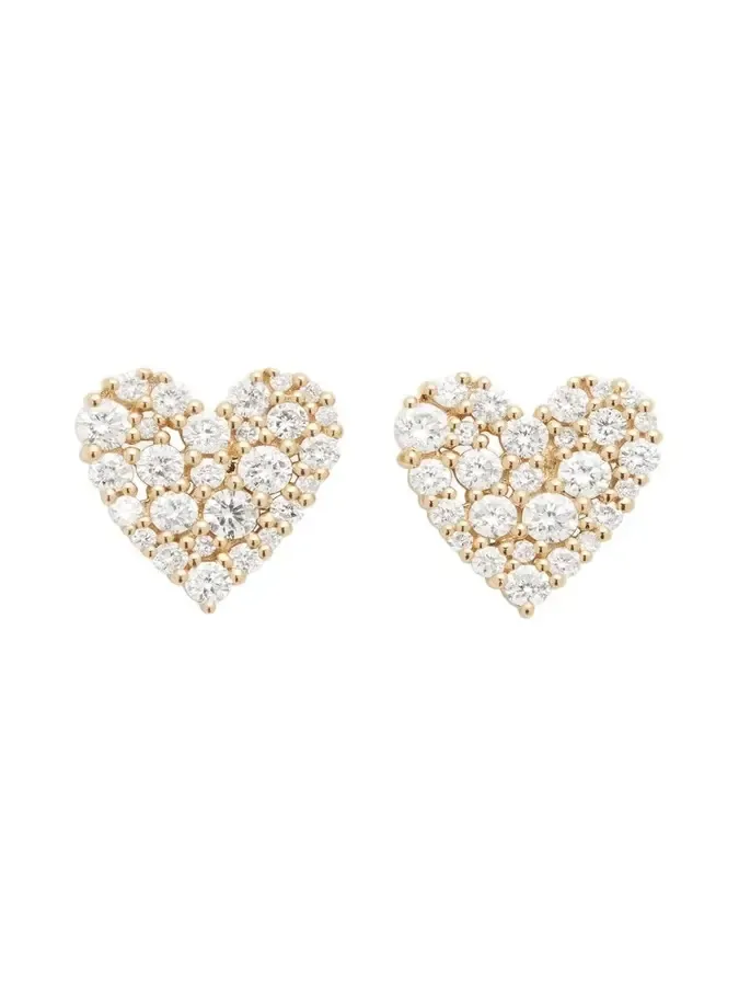 14k Yellow Gold Diamond Heart Stud Earrings 14k Yellow Gold Diamond Heart Stud Earrings