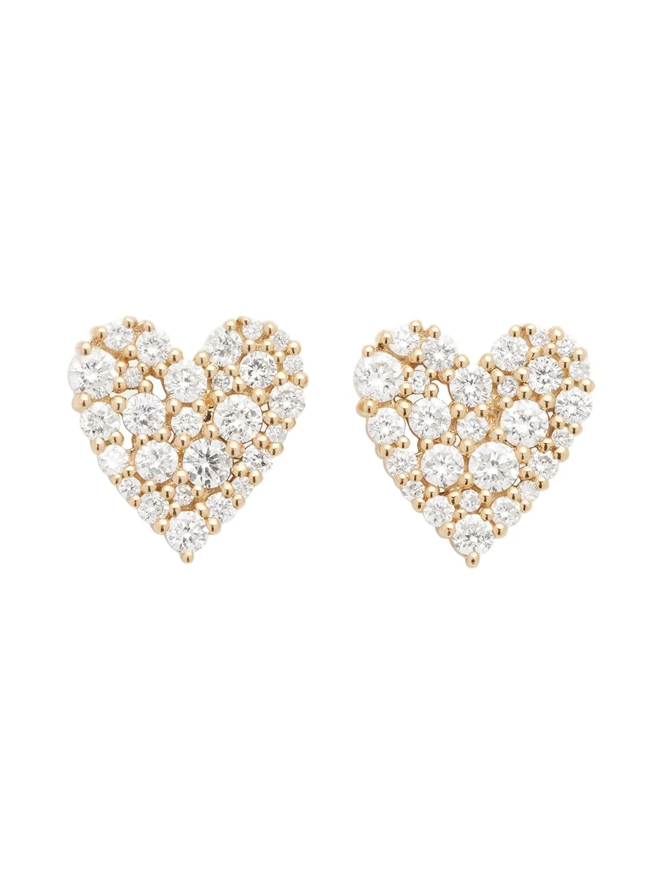 Sydney Evan 14k Yellow Gold Diamond Heart Stud Earrings