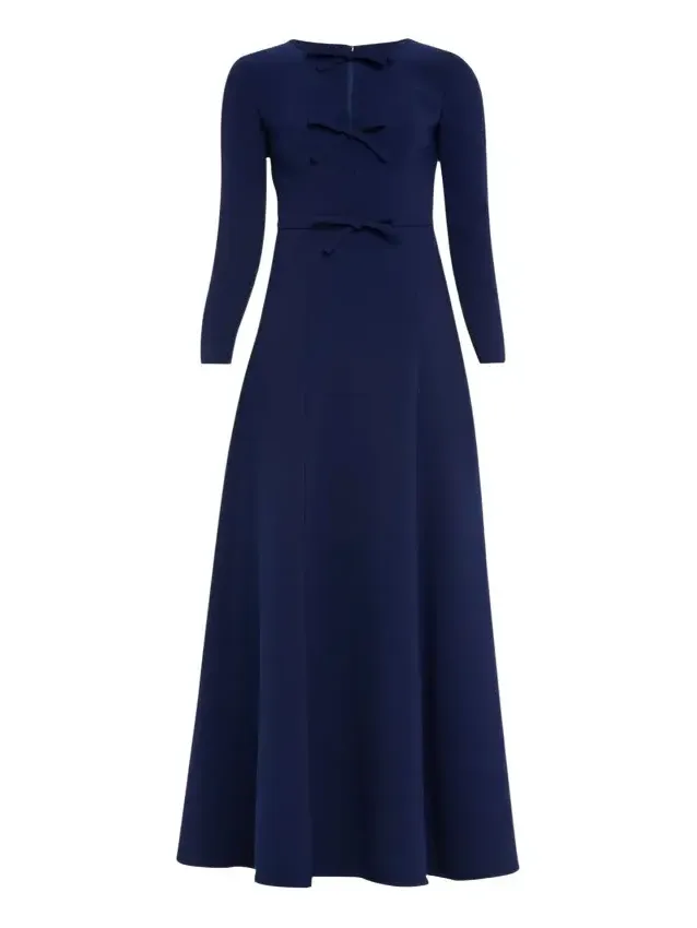 Triple Bow Keyhole Long-Sleeve Gown