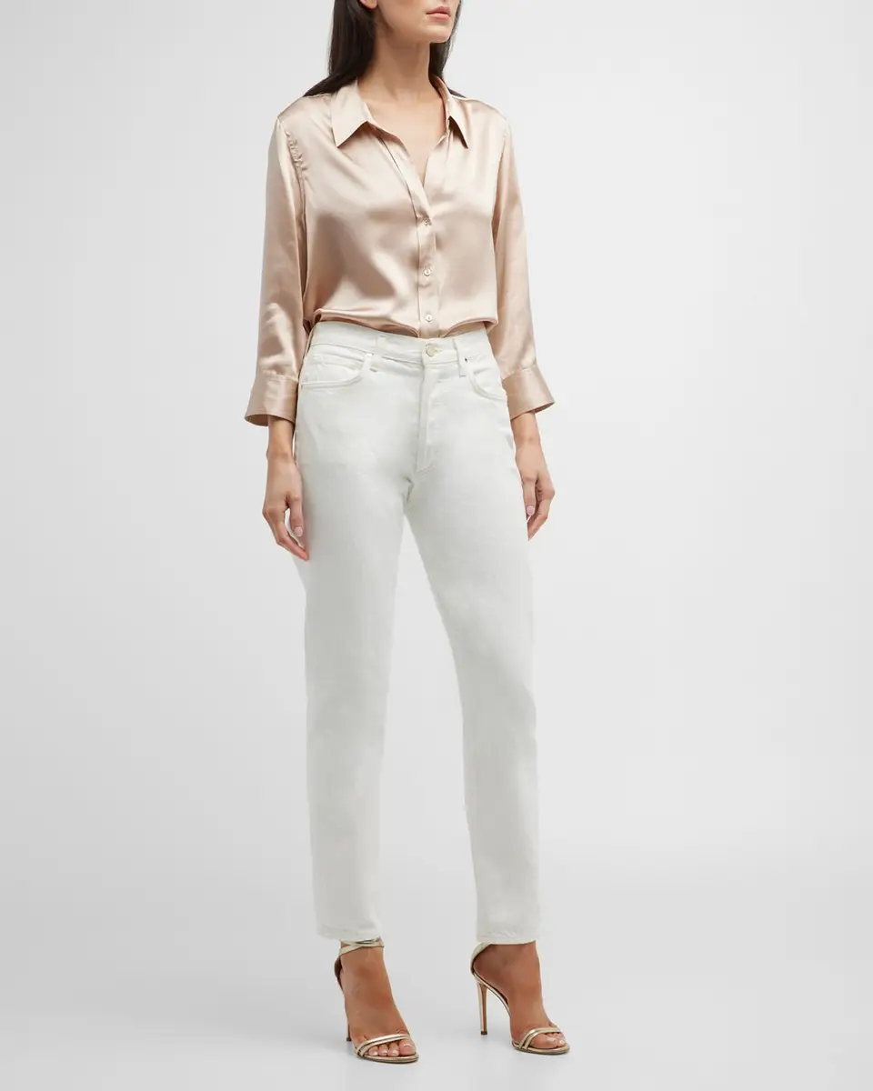 L'Agence Dani Silk Satin 3/4-Sleeve Button-Down Blouse | Thumbnail 2 L'Agence Dani Silk Satin 3/4-Sleeve Button-Down Blouse | Thumbnail 2