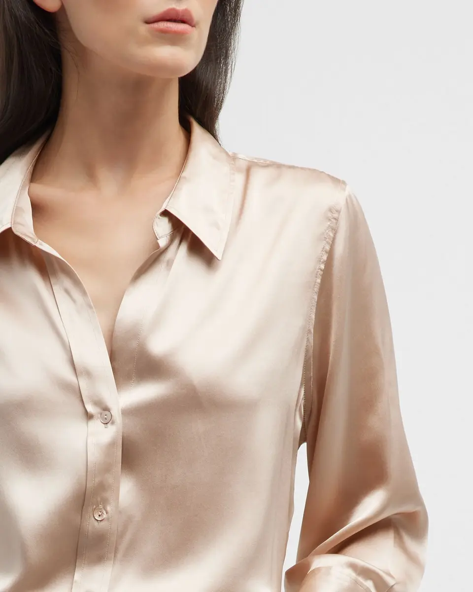 L'Agence Dani Silk Satin 3/4-Sleeve Button-Down Blouse | Thumbnail 6 L'Agence Dani Silk Satin 3/4-Sleeve Button-Down Blouse | Thumbnail 6