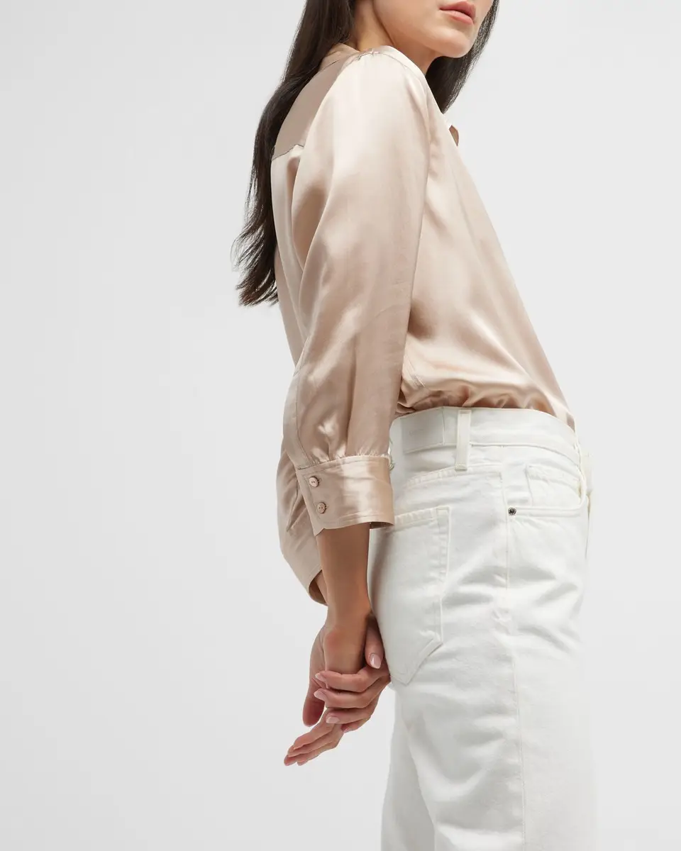 L'Agence Dani Silk Satin 3/4-Sleeve Button-Down Blouse | Thumbnail 8 L'Agence Dani Silk Satin 3/4-Sleeve Button-Down Blouse | Thumbnail 8