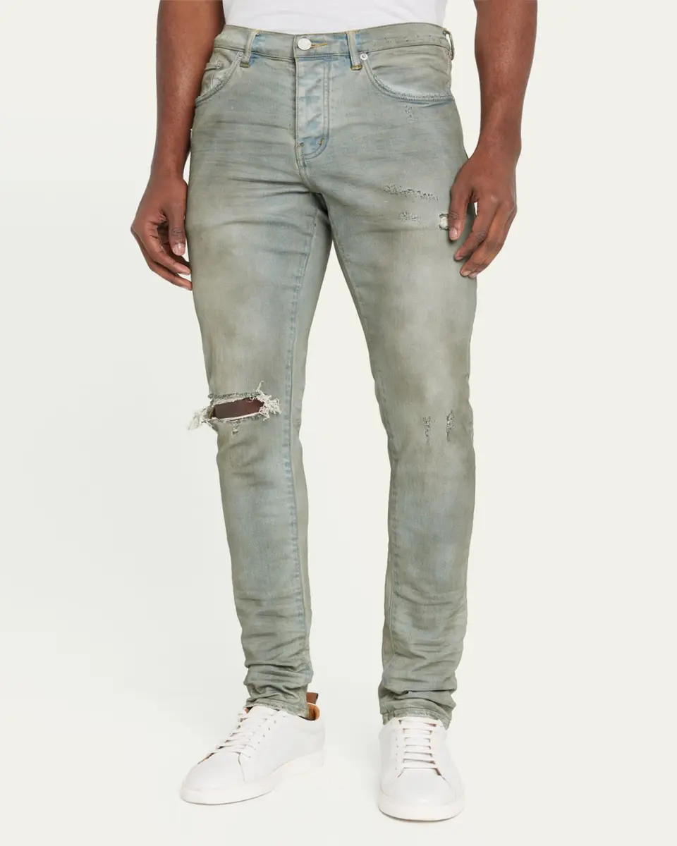 PURPLE Men's P001 Light Dirty Wax Skinny Jeans | Thumbnail 4 PURPLE Men's P001 Light Dirty Wax Skinny Jeans | Thumbnail 4