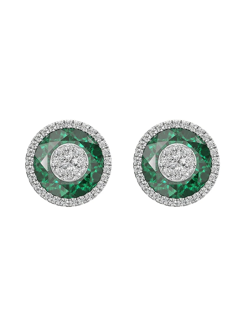 18K White Gold 10mm Halo Fusion Stud Earrings with Diamonds 18K White Gold 10mm Halo Fusion Stud Earrings with Diamonds