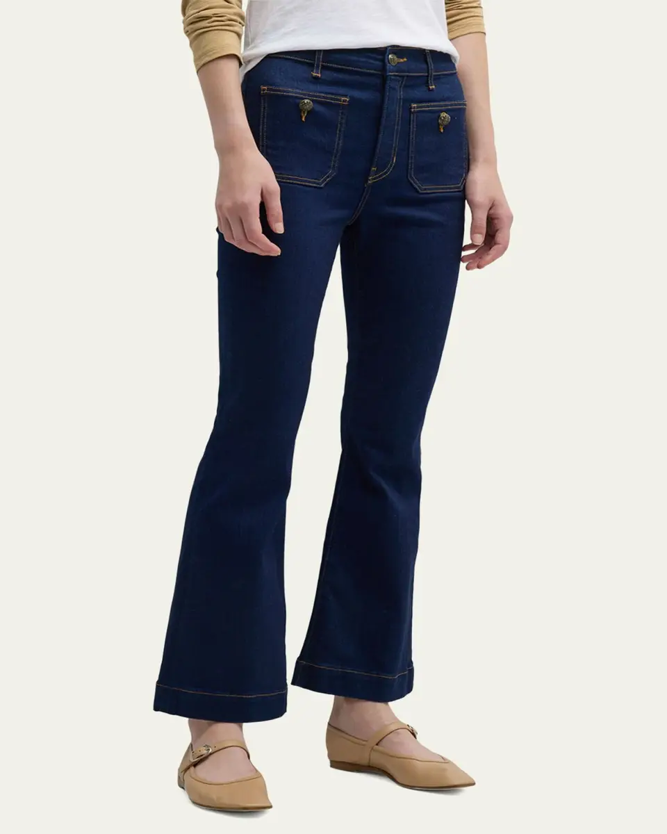 Veronica Beard Carson High Rise Ankle Flare Jeans with Patch Pockets | Thumbnail 4 Veronica Beard Carson High Rise Ankle Flare Jeans with Patch Pockets | Thumbnail 4