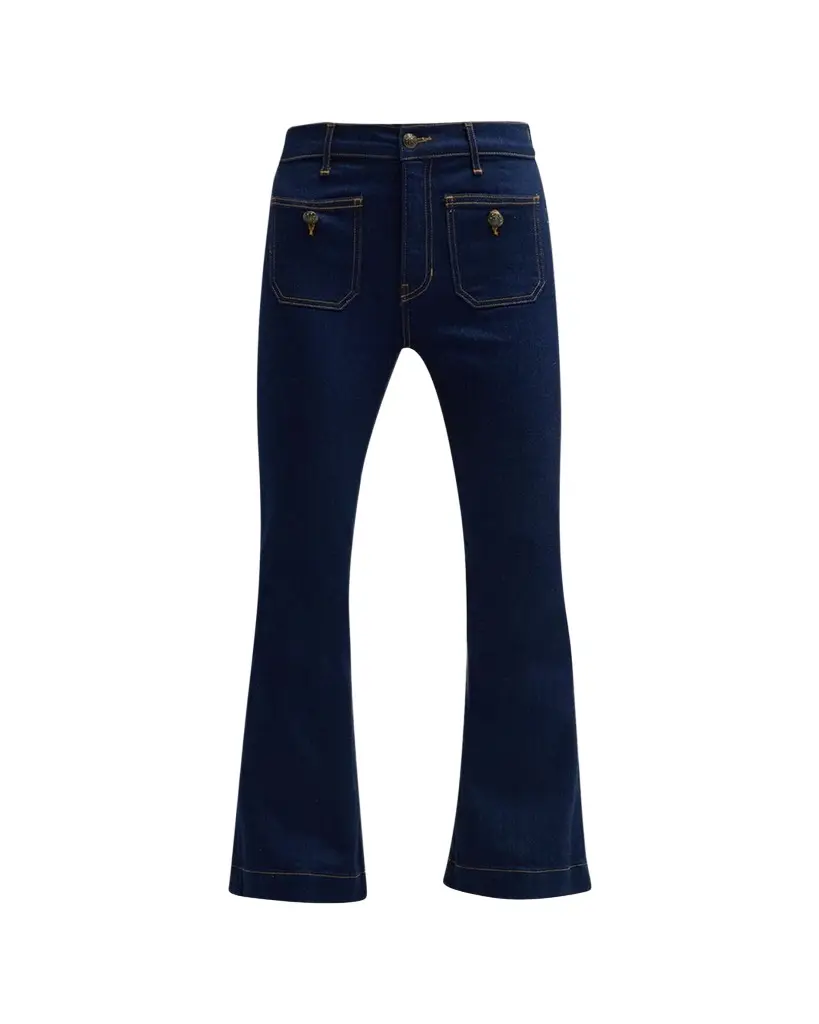 Veronica Beard Carson High Rise Ankle Flare Jeans with Patch Pockets | Image 1 Veronica Beard Carson High Rise Ankle Flare Jeans with Patch Pockets | Image 1