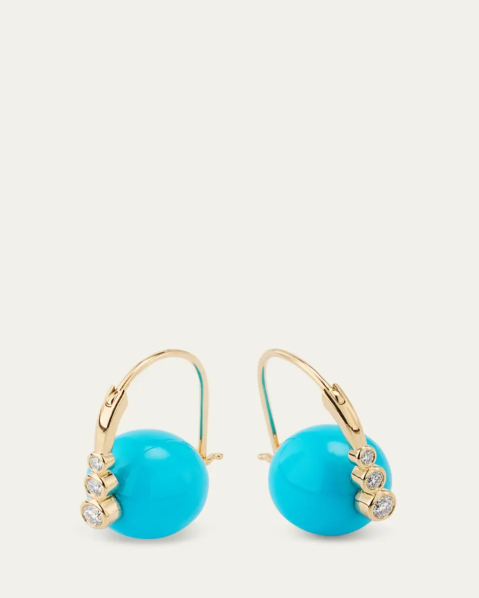 Sydney Evan Graduated Bezel Bead Earrings on Turquoise | Thumbnail 3 Sydney Evan Graduated Bezel Bead Earrings on Turquoise | Thumbnail 3
