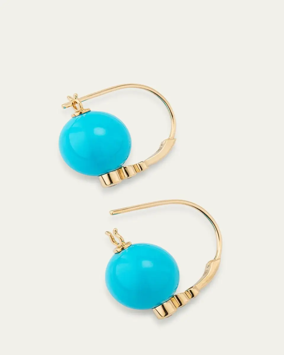 Sydney Evan Graduated Bezel Bead Earrings on Turquoise | Thumbnail 4 Sydney Evan Graduated Bezel Bead Earrings on Turquoise | Thumbnail 4