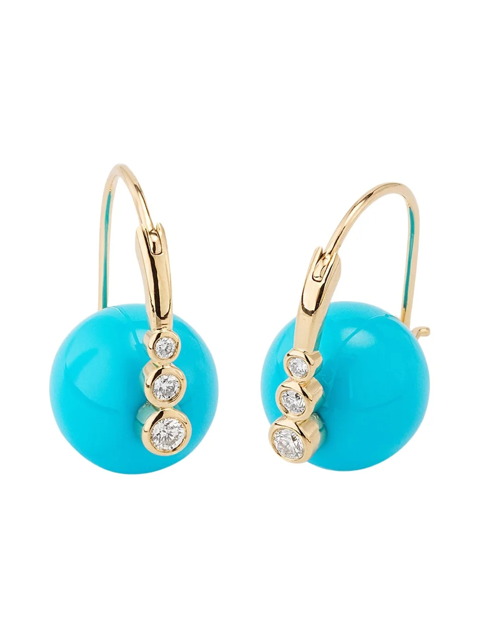 Graduated Bezel Bead Earrings on Turquoise Graduated Bezel Bead Earrings on Turquoise