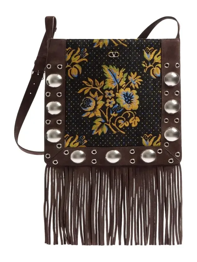 Men's Nellcote Suede and Jacquard Fringe Crossbody Bag Men's Nellcote Suede and Jacquard Fringe Crossbody Bag