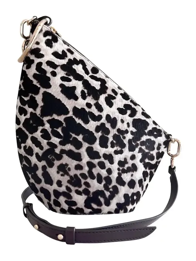 Esha Soni Slope Leopard Calf Hair Crossbody Bag