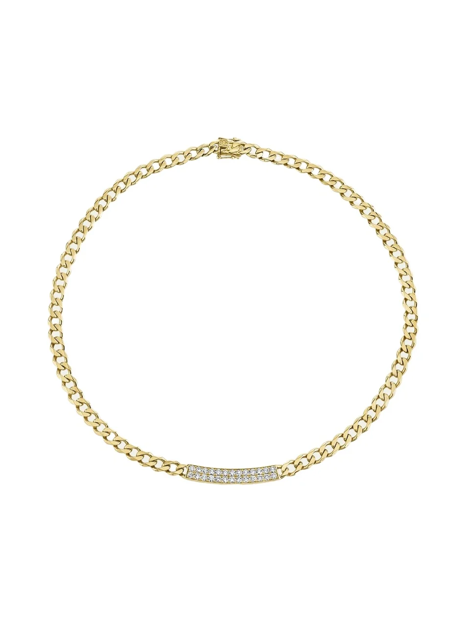 Sydney Evan 14K Yellow Gold Diamond Pave Bar Necklace