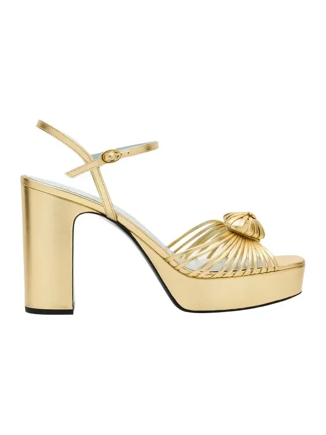 Royal Metallic Nappa Leather Heart Platform Sandals
