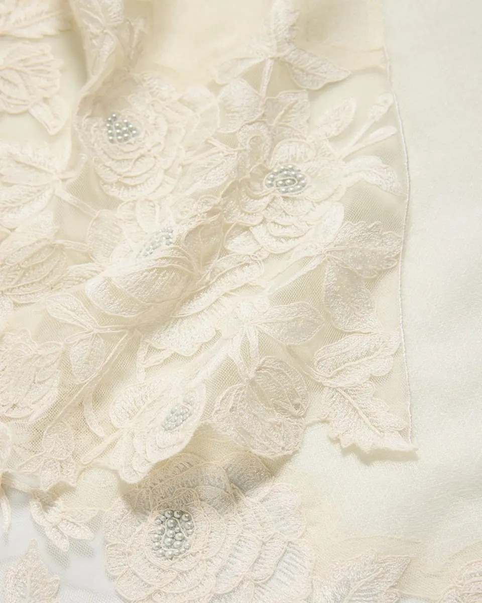 JANAVI INDIA Rose Embroidered Cashmere Scarf | Thumbnail 4