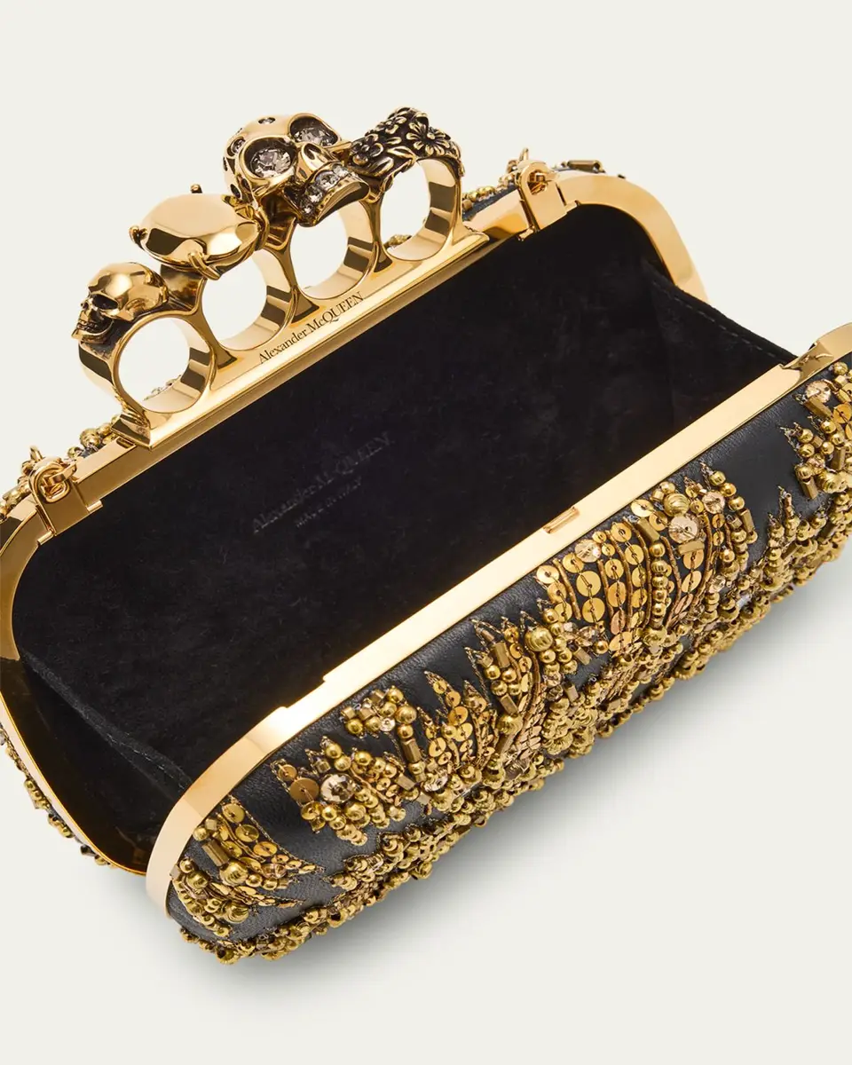 Alexander McQueen Skull Four Ring Embellished Clutch Bag | Thumbnail 4 Alexander McQueen Skull Four Ring Embellished Clutch Bag | Thumbnail 4