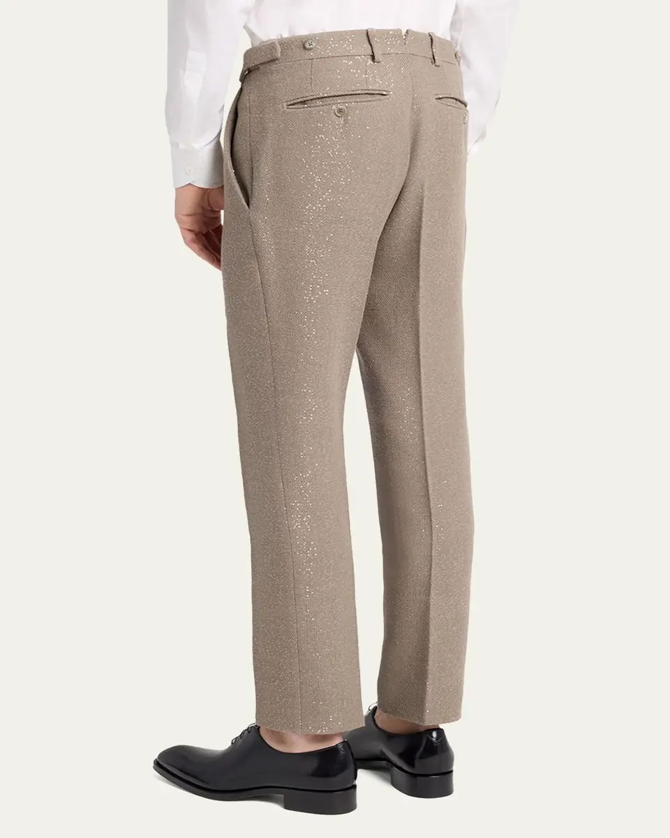 Tom Ford Men's Sequin Boucle Flat-Front Pants | Thumbnail 3