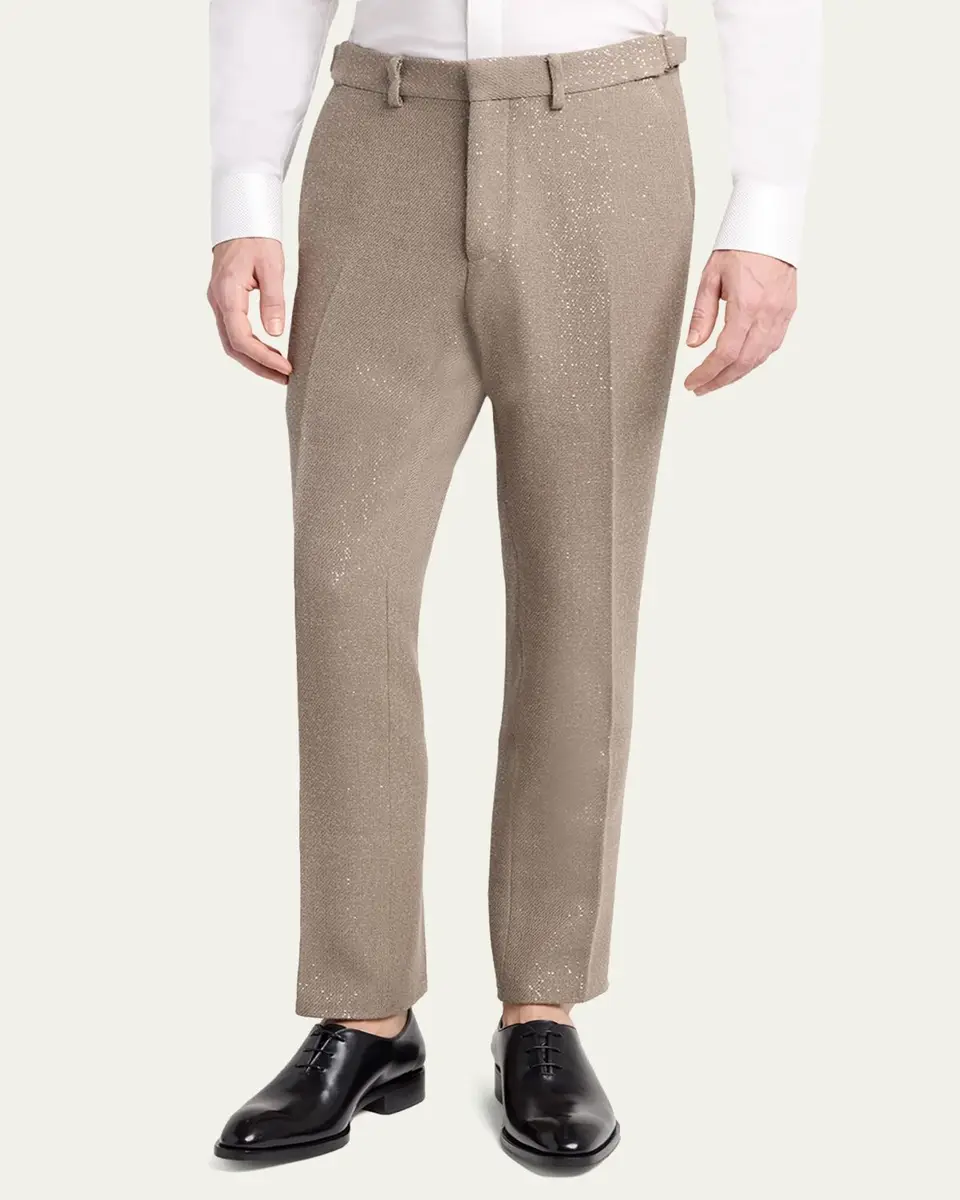 Tom Ford Men's Sequin Boucle Flat-Front Pants | Thumbnail 4