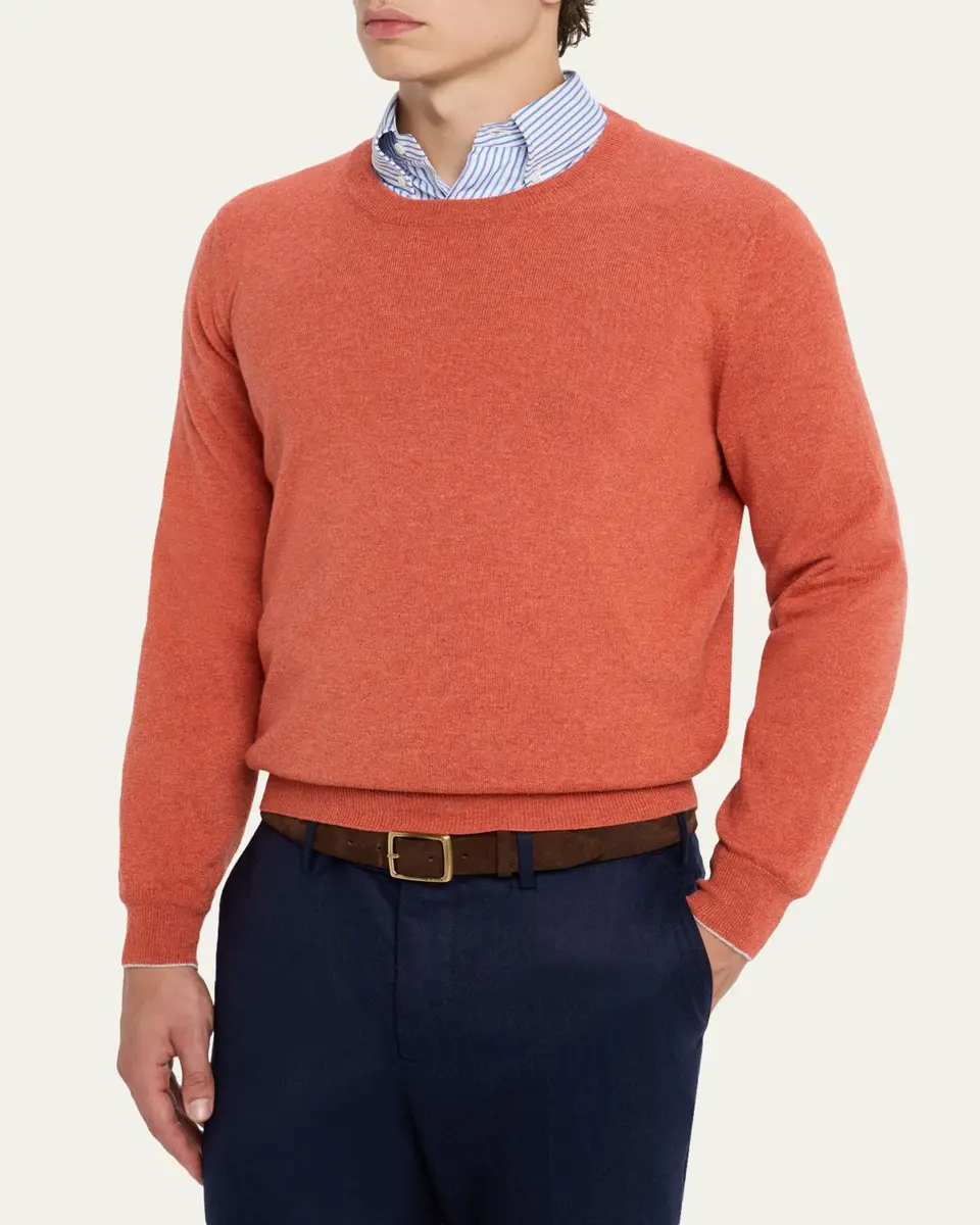 Brunello Cucinelli Men's Cashmere Crewneck Sweater | Thumbnail 12