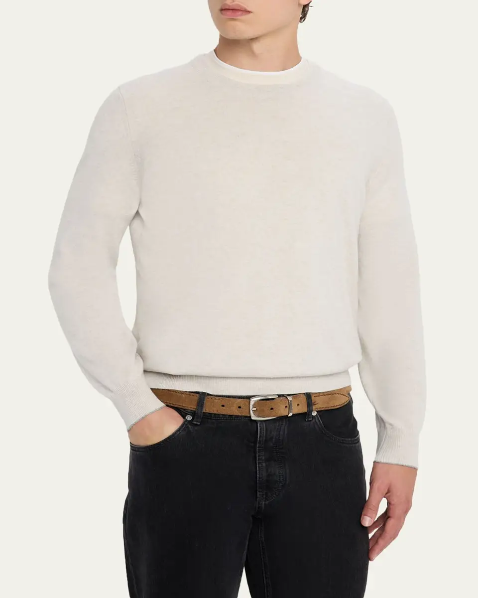 Brunello Cucinelli Men's Cashmere Crewneck Sweater | Thumbnail 4