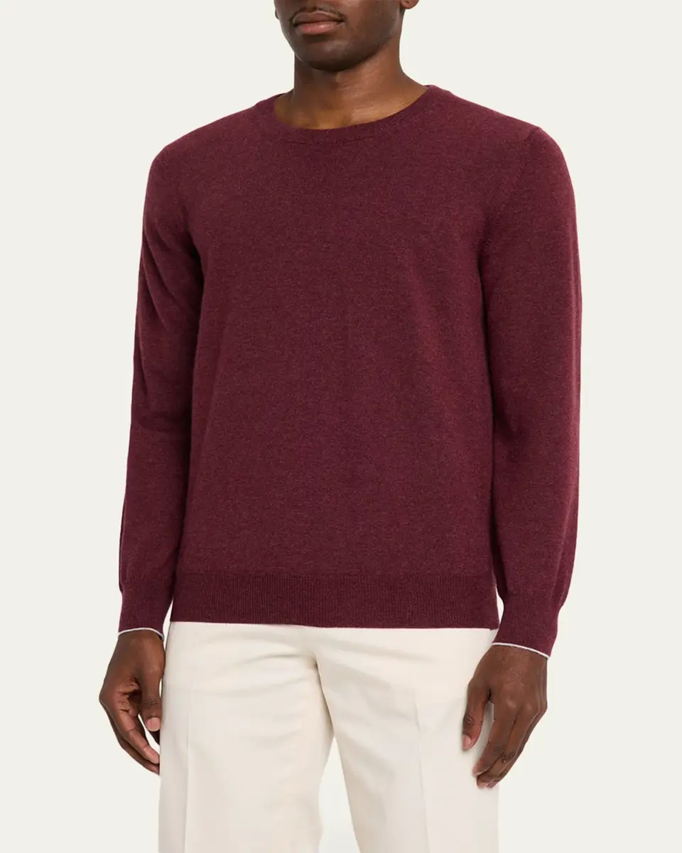 Brunello Cucinelli Men's Cashmere Crewneck Sweater | Thumbnail 8