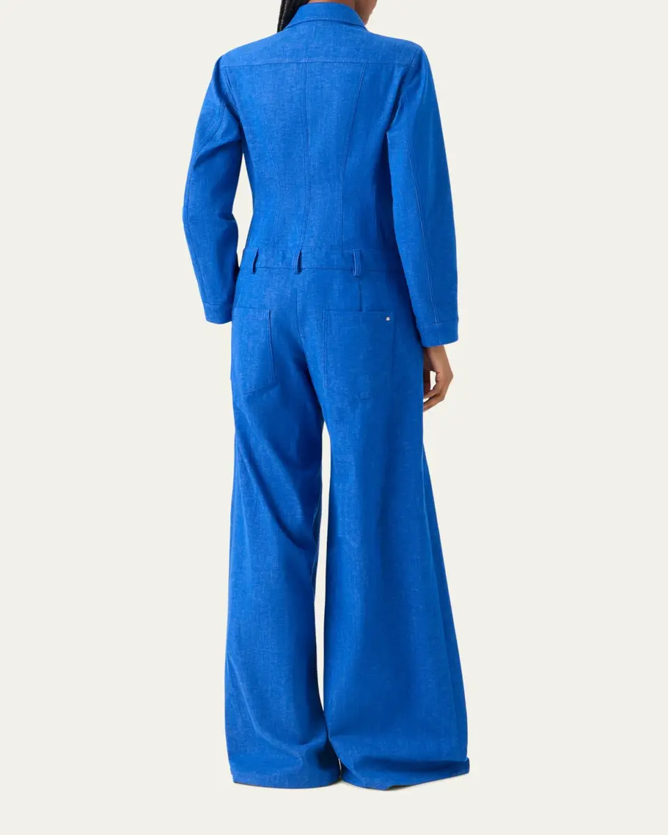 Akris Hellas Stretch Denim Wide-Leg Overall Jumpsuit | Thumbnail 3
