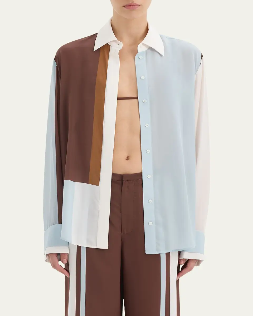 SIR. Marais Button-Front Silk Shirt | Thumbnail 4 SIR. Marais Button-Front Silk Shirt | Thumbnail 4