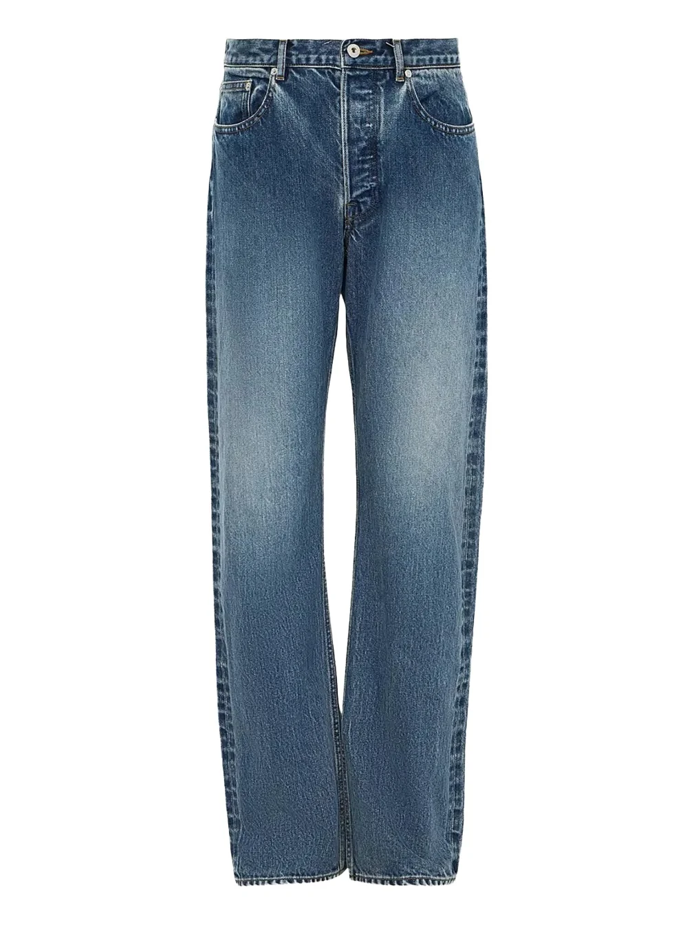 Men's Blue-Wash Denim Straight Leg Jeans