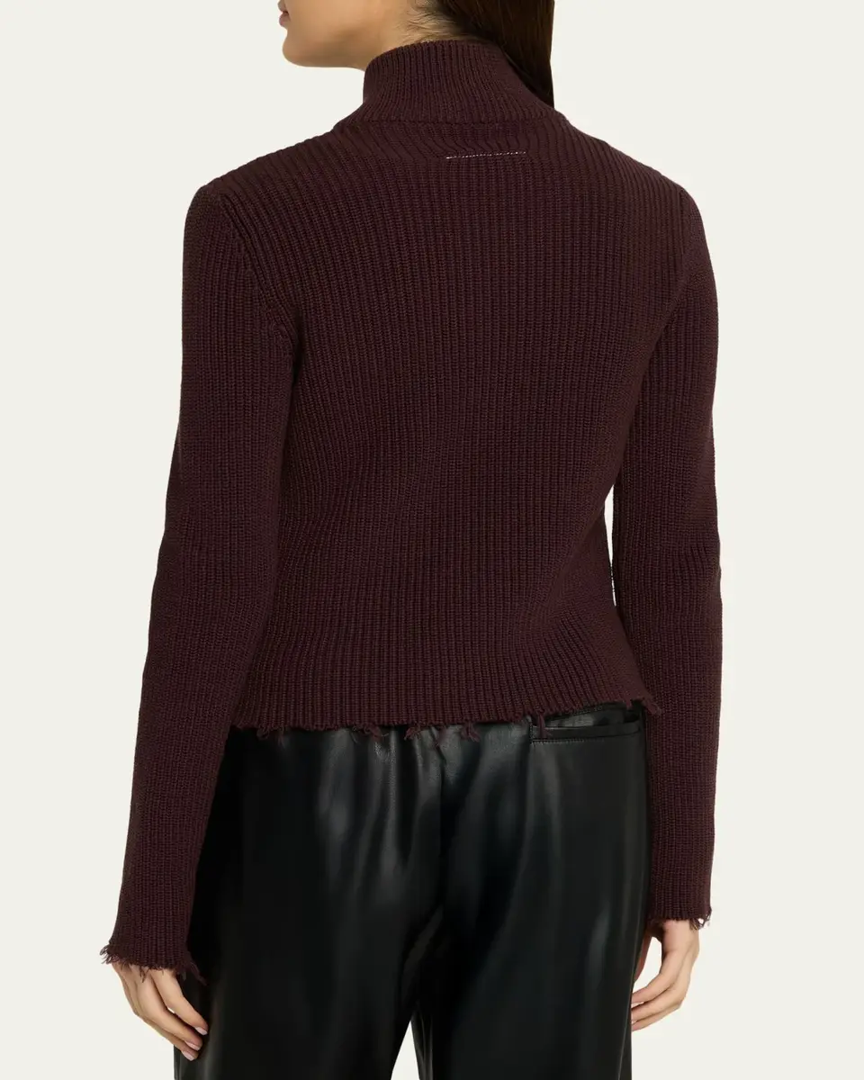 Maison Margiela Ribbed Mock-Neck Cardigan | Thumbnail 3