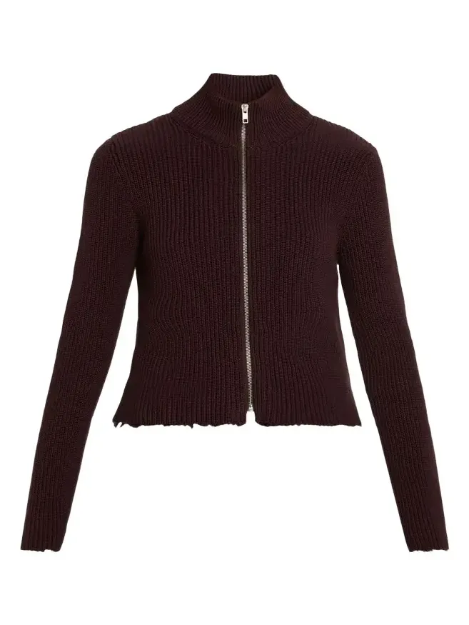 Ribbed Mock-Neck Cardigan
