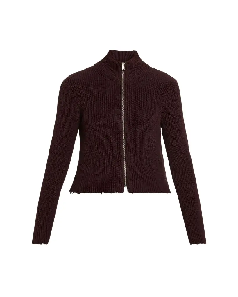 Maison Margiela Ribbed Mock-Neck Cardigan | Image 1 Maison Margiela Ribbed Mock-Neck Cardigan | Image 1