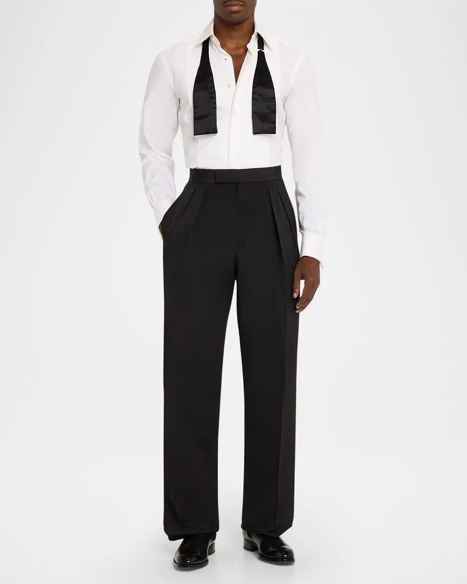 Tom Ford Men's Straight-Leg Double-Pleated Trousers | Thumbnail 2 Tom Ford Men's Straight-Leg Double-Pleated Trousers | Thumbnail 2