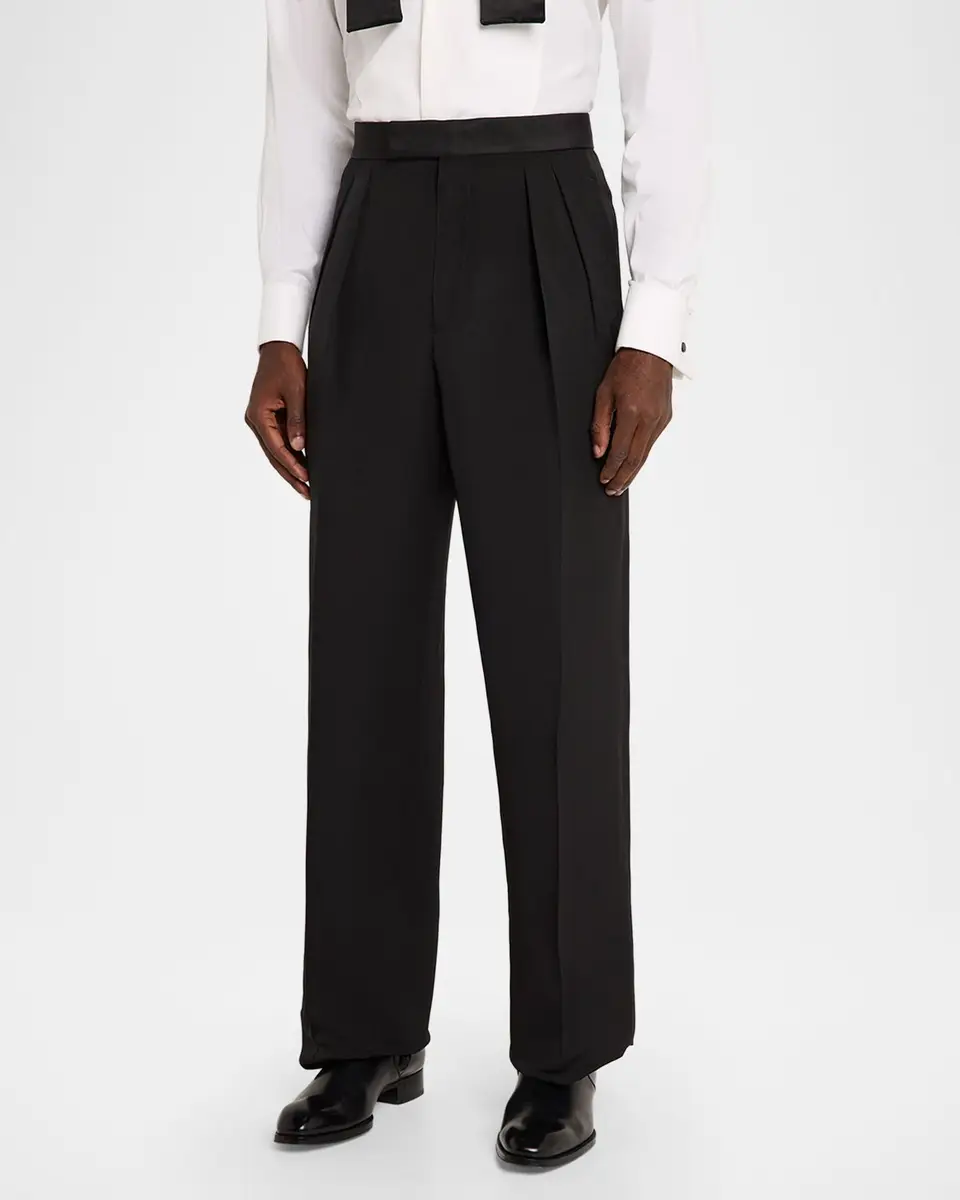Tom Ford Men's Straight-Leg Double-Pleated Trousers | Thumbnail 4 Tom Ford Men's Straight-Leg Double-Pleated Trousers | Thumbnail 4