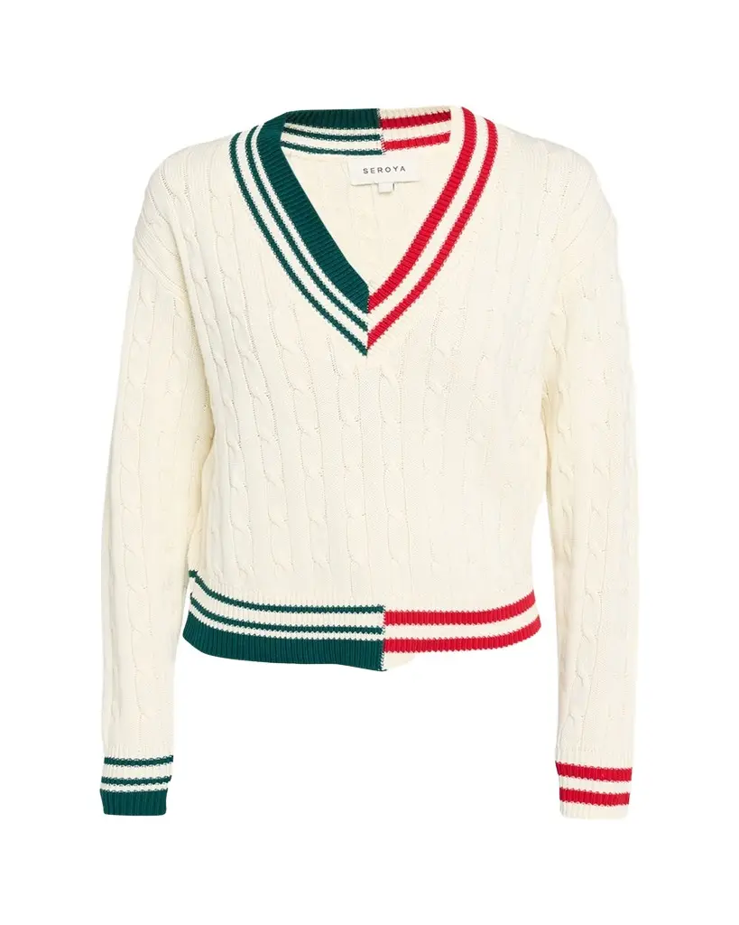 SEROYA Iona Colorblock Cable-Knit Sweater | Image 1 SEROYA Iona Colorblock Cable-Knit Sweater | Image 1