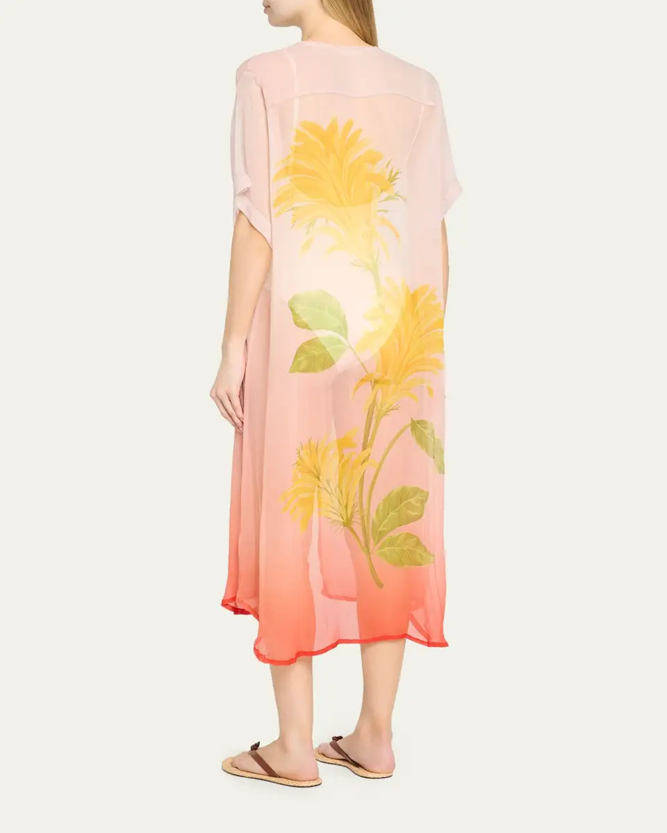 VERANDAH Floral Overlay Midi Dress Coverup | Thumbnail 3