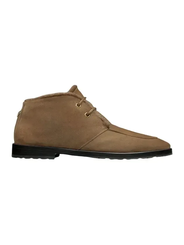 Suede Shearling-Lined Ankle Boots